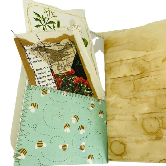 Writing Junk Journal Vintage Style u Fabric Cover Diary Includes Ephemera No 19 - Picture 9 of 13